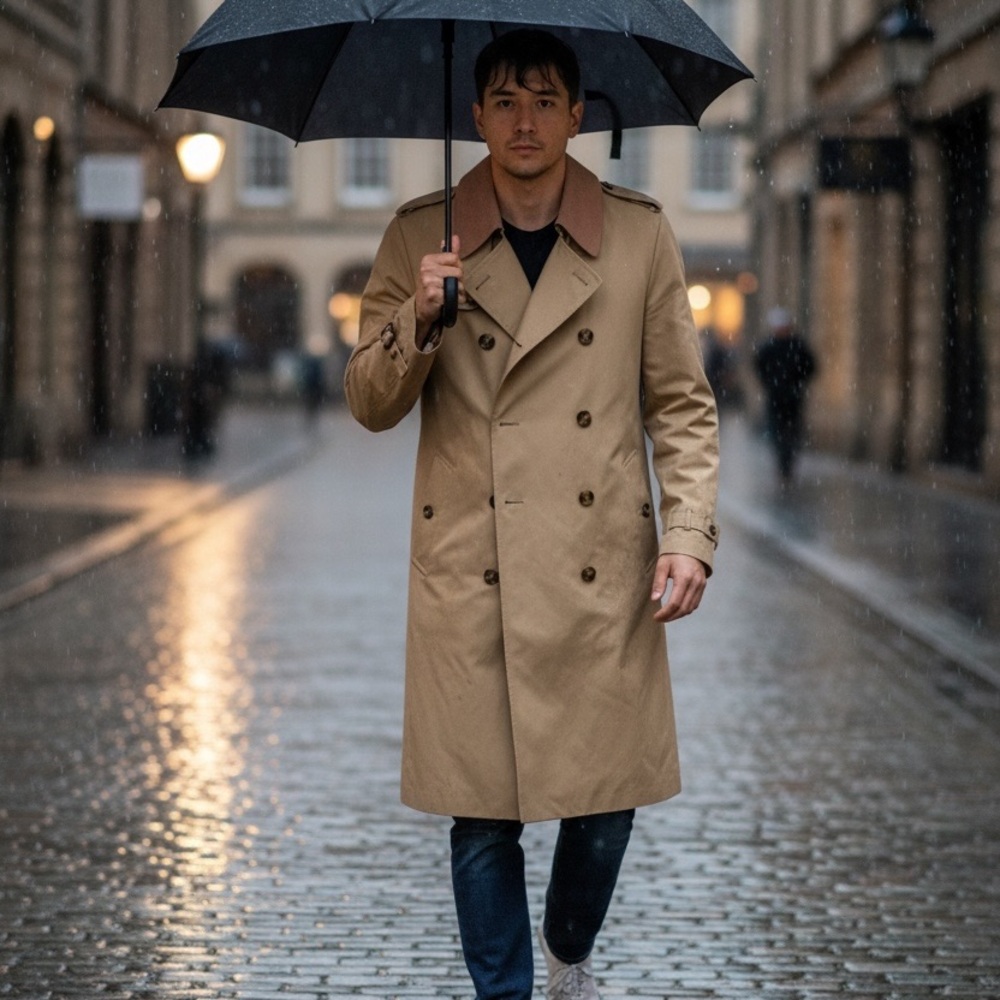 Hart Schaffner Marx Classic Beige Trench Coat - Staple piece for rainy cold days